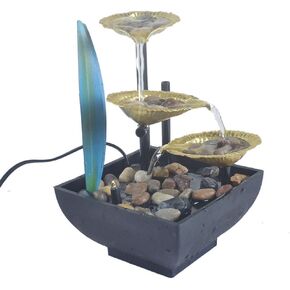 Tabletop Water Fountain Lotus Leaf Flowing Water, Home Décor Soothing Sound Machine with LED Night Light, Automatic Pump US Standard Plug