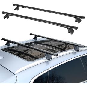 ACLONG 53 بوصة قضبان متقاطعة عالمية لسقف السيارة، قضبان متقاطعة من الألومنيوم قابلة للتعديل على السطح مناسبة للسيارات وسيارات الدفع الرباعي مع أخاديد سياج جانبية قابلة للقفل للسلالم ومعدات التخييم والمعدات الرياضية - قطعتان in Kuwait