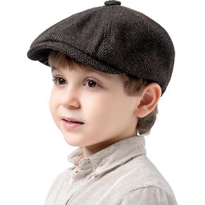 Jastore Kids Boys Vintage Newsboy Cap Tweed Flat Boys Vintage Beret Cabbie Hat Pageboy Caps