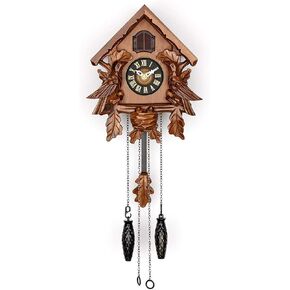 Clock with Decorations and Swinging Pendulum (White)
