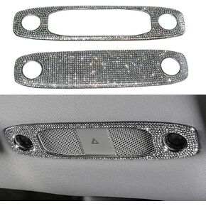 2Pcs Bling Crystal Front/Rear Top Reading Light Decal Decoration Cover Sticker Trim Compatible with 2017-2023 Tesla Model 3/Y Accessories