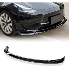 AeroBon Gloss Black Front Lip Spoiler Compatible with 2017-2023 Tesla Model 3 Front Bumper Lip (Speed Style), 4-Piece Design