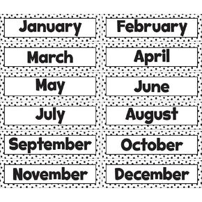 Teacher Created Resources Black Painted Dots on White Monthly Headliners (TCR7082)