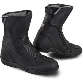 SHIMA TERRA MEN, Motorcycle boots for Men - Reinforced Leather Mens Biker with Side Zipper, Ankle Support, Anti-Slip Sole, Gear Shift Handle (Black, 10)