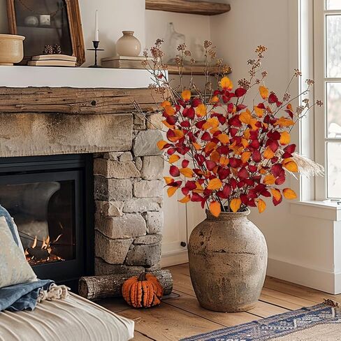 3PCS Artificial Fall Leaf Stems Autumn Leaves Fake Fagus Sylvatica Folige Burgundy Faux Beech Leaf Branch, Long Stems for Floral Arrangements Autumn Decoration in Saudi Arabia