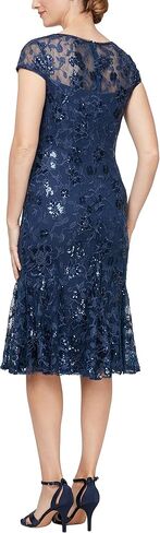 Alex Evenings Women's Tea Length Embroidered Cocktail Godets, Wedding Guest, Party Dress (Petite and Regular Sizes) in Saudi Arabia