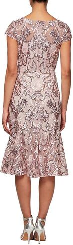 Alex Evenings Women's Tea Length Embroidered Cocktail Godets, Wedding Guest, Party Dress (Petite and Regular Sizes) in Saudi Arabia