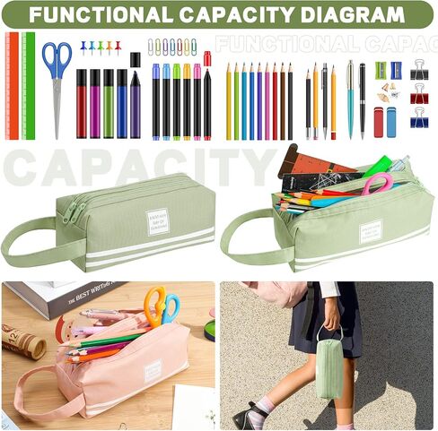 Teling 32 Pcs Bulk Large Capacity Pencil Case Pen Pouch Colored Portable Pencil Bag with Handle Cosmetic Bag Office Stationery Organizer for Teen School Girl Boy Men Women Adults Students in Saudi Arabia