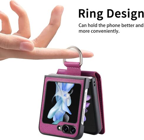 Asuwish Phone Case for Samsung Galaxy Z Flip 5 5G 2023 with Card Slot Holder Wallet Cover and Ring Stand Magnetic Back Cell Mobile Accessories Protective Case for ZFlip5 Z5 Flip5 5Z Flip5case Black in Kuwait