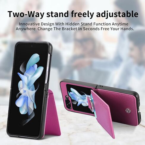 Asuwish Phone Case for Samsung Galaxy Z Flip 5 5G 2023 with Card Slot Holder Wallet Cover and Ring Stand Magnetic Back Cell Mobile Accessories Protective Case for ZFlip5 Z5 Flip5 5Z Flip5case Black in Kuwait