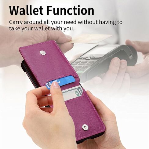 Asuwish Phone Case for Samsung Galaxy Z Flip 5 5G 2023 with Card Slot Holder Wallet Cover and Ring Stand Magnetic Back Cell Mobile Accessories Protective Case for ZFlip5 Z5 Flip5 5Z Flip5case Black in Kuwait