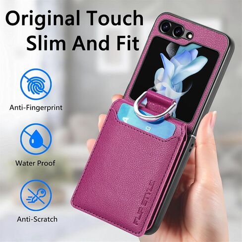 Asuwish Phone Case for Samsung Galaxy Z Flip 5 5G 2023 with Card Slot Holder Wallet Cover and Ring Stand Magnetic Back Cell Mobile Accessories Protective Case for ZFlip5 Z5 Flip5 5Z Flip5case Black in Kuwait