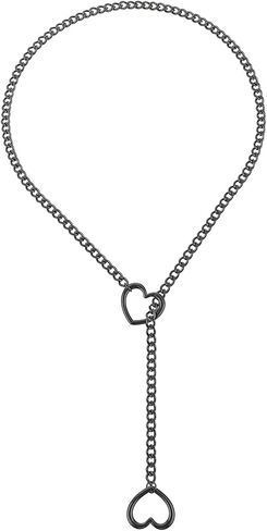 Heart Slip Chain Necklace for Women Stainless Steel Collar Necklace Long Drop Necklace Heart Necklaces Punk Rock Cuban Adjustable Lariat Y-Necklace Jewelry Gift in Saudi Arabia