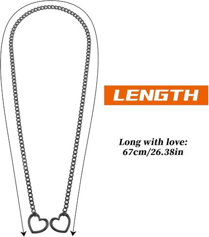 Heart Slip Chain Necklace for Women Stainless Steel Collar Necklace Long Drop Necklace Heart Necklaces Punk Rock Cuban Adjustable Lariat Y-Necklace Jewelry Gift in Saudi Arabia