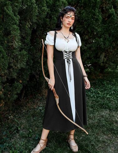 Scarlet Darkness Women Renaissance Dress Underbust Medieval Pirate Pesant Overdress in Saudi Arabia