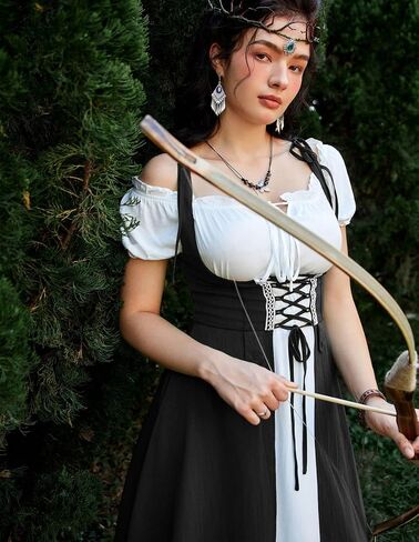 Scarlet Darkness Women Renaissance Dress Underbust Medieval Pirate Pesant Overdress in Saudi Arabia