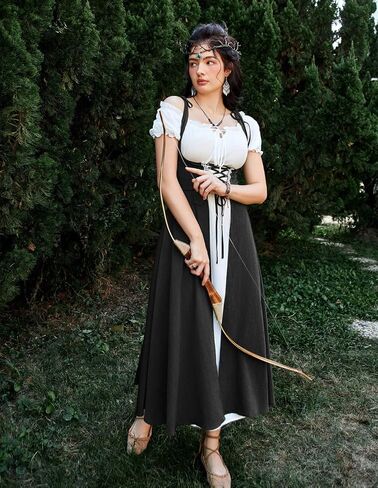 Scarlet Darkness Women Renaissance Dress Underbust Medieval Pirate Pesant Overdress in Saudi Arabia