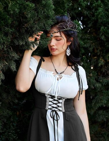 Scarlet Darkness Women Renaissance Dress Underbust Medieval Pirate Pesant Overdress in Saudi Arabia
