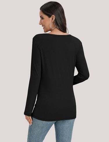 UEU Womens Long Sleeve Tops Crew Neck Casual Pleated T Shirts Fashion Dressy Tunic Blouses in Saudi Arabia