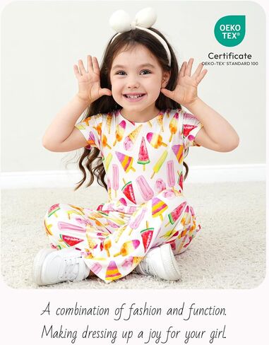Toddler Kids Girl Romper Short Sleeve Wide Leg Jumpsuit Bamboo Viscose Summer Outfit for Little Girl in Kuwait