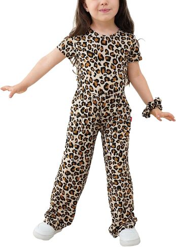 Toddler Kids Girl Romper Short Sleeve Wide Leg Jumpsuit Bamboo Viscose Summer Outfit for Little Girl in Kuwait