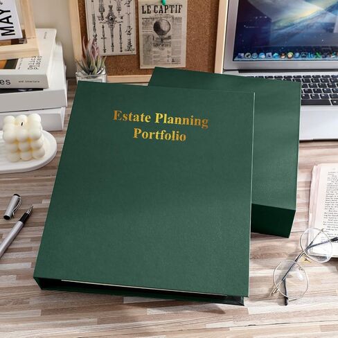 Estate Planning Portfolio 3 Ring Binders with Tabs and Slipcase Faux Leather Business Binder, Holds 30 Sheets 8.5" x 11" Paper for Office Corporate Legal Document Organizer(Green, 1 Pc) in Saudi Arabia