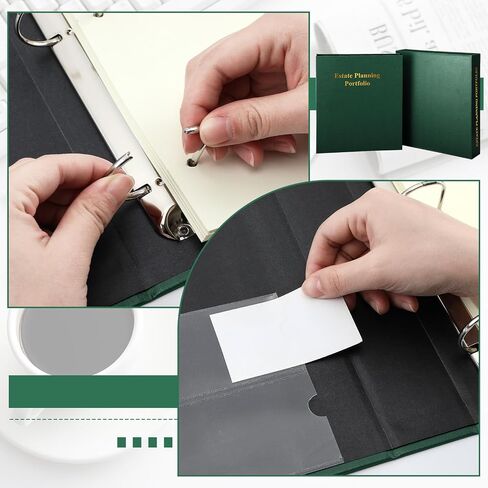 Estate Planning Portfolio 3 Ring Binders with Tabs and Slipcase Faux Leather Business Binder, Holds 30 Sheets 8.5" x 11" Paper for Office Corporate Legal Document Organizer(Green, 1 Pc) in Saudi Arabia