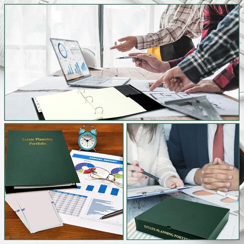 Estate Planning Portfolio 3 Ring Binders with Tabs and Slipcase Faux Leather Business Binder, Holds 30 Sheets 8.5" x 11" Paper for Office Corporate Legal Document Organizer(Green, 1 Pc) in Saudi Arabia