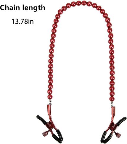 Nipple Clamp Adjustable Pressure Pearl Body Chains Necklace 316L Stainless Steel Nipple Clips Non Piercing Body Jewelry for Women Men Faux Body Jewelry in Saudi Arabia