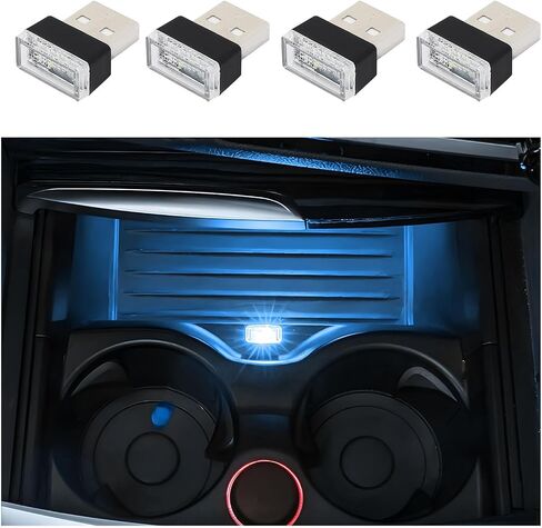 4 PCS USB LED Car Interior Atmosphere Lamp, Plug-in USB Interface Trunk Ambient Lighting Kit, Portable Mini LED Night Atmosphere Light, Universal Vehicle Interior Led Light (Pink) in Saudi Arabia