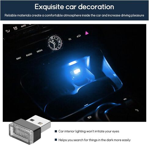 4 PCS USB LED Car Interior Atmosphere Lamp, Plug-in USB Interface Trunk Ambient Lighting Kit, Portable Mini LED Night Atmosphere Light, Universal Vehicle Interior Led Light (Pink) in Saudi Arabia