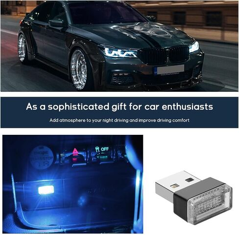 4 PCS USB LED Car Interior Atmosphere Lamp, Plug-in USB Interface Trunk Ambient Lighting Kit, Portable Mini LED Night Atmosphere Light, Universal Vehicle Interior Led Light (Pink) in Saudi Arabia