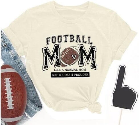 تي شيرت Game Day للنساء لكرة القدم Mom Graphic Football Season تي شيرت Gameday كاجوال بأكمام قصيرة in Saudi Arabia