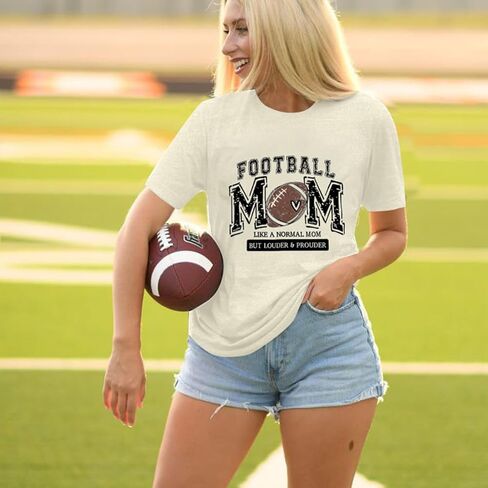 تي شيرت Game Day للنساء لكرة القدم Mom Graphic Football Season تي شيرت Gameday كاجوال بأكمام قصيرة in Saudi Arabia