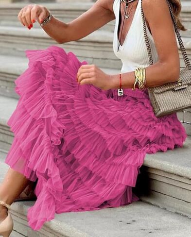 2024 New Elegant Solid Color High Waist A-line Skirt in Saudi Arabia