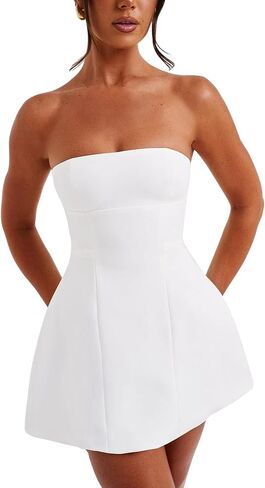 LuFeng Women's Sexy Strapless Backless Tube Top Bodycon Dress Sleeveless Cute A Line Mini Dresses in Saudi Arabia
