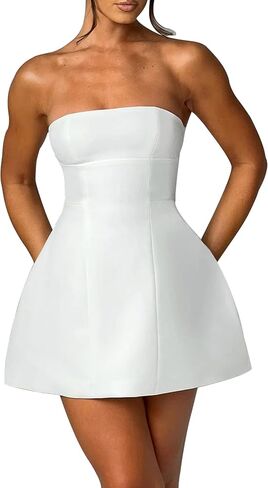 LuFeng Women's Sexy Strapless Backless Tube Top Bodycon Dress Sleeveless Cute A Line Mini Dresses in Saudi Arabia