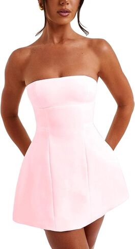 LuFeng Women's Sexy Strapless Backless Tube Top Bodycon Dress Sleeveless Cute A Line Mini Dresses in Saudi Arabia