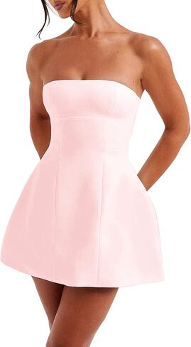 LuFeng Women's Sexy Strapless Backless Tube Top Bodycon Dress Sleeveless Cute A Line Mini Dresses in Saudi Arabia