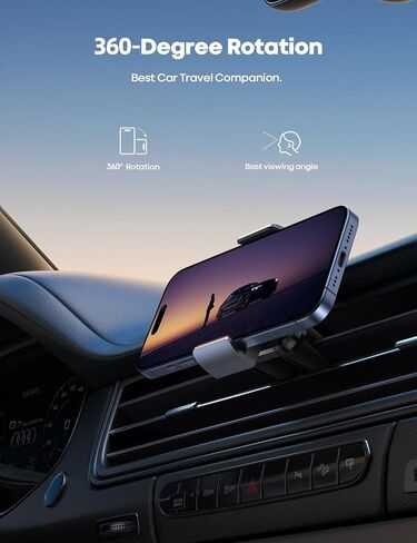 Lamicall Car Vent Phone Mount Two Grips Design Phone Holders for Your Car | Universal Car Phone Holder, Hands Free Phone Mount for iPhone 17 16 15 14 13 12 11 Mini SE Pro Smartphone for Women Men Black in Kuwait