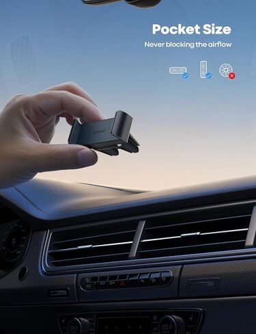 Lamicall Car Vent Phone Mount Two Grips Design Phone Holders for Your Car | Universal Car Phone Holder, Hands Free Phone Mount for iPhone 17 16 15 14 13 12 11 Mini SE Pro Smartphone for Women Men Black in Kuwait