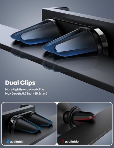 Lamicall Car Vent Phone Mount Two Grips Design Phone Holders for Your Car | Universal Car Phone Holder, Hands Free Phone Mount for iPhone 17 16 15 14 13 12 11 Mini SE Pro Smartphone for Women Men Black in Kuwait