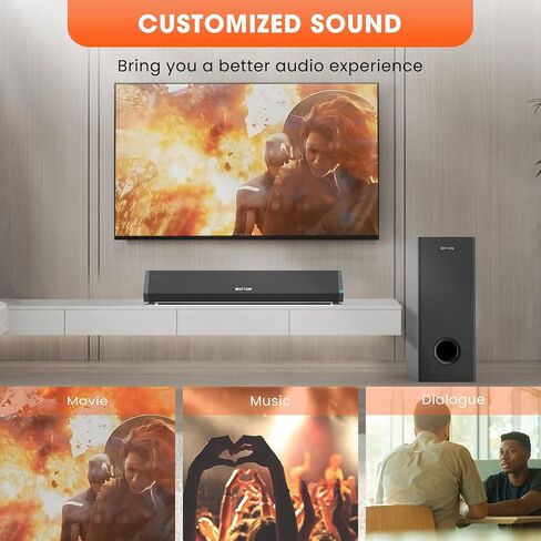 Bestisan Sound Bars for TV, 16'/50W Small Soundbar for TV, Sound Bar with Depths Sound Enhanced/DSP/Bass+/3EQ, Surround Sound Speakers for TV Works with HDMI ARC/CEC,Optical/BT/PC … in Kuwait