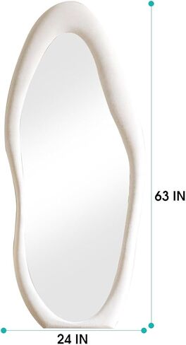 63" x 24" Full Length Mirror with Stand, Full Length Mirror Wall Mounted, Floor Mirror, Cloud Shape Standing Mirror, Flannel Wrapped Wooden Frame Mirror, Irregular Full Body Mirror, Green in Saudi Arabia