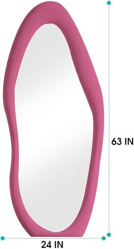 63" x 24" Full Length Mirror with Stand, Full Length Mirror Wall Mounted, Floor Mirror, Cloud Shape Standing Mirror, Flannel Wrapped Wooden Frame Mirror, Irregular Full Body Mirror, Green in Saudi Arabia