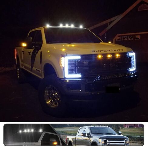 5Pcs White LED F250 Cab Roof Marker Light for Ford F250 F350 F450 F550 Super Duty 2017 2018 2019 2020 2021 2022 Top Clearance Light Roof Running Light Pickup Truck Smoked Lens in Saudi Arabia