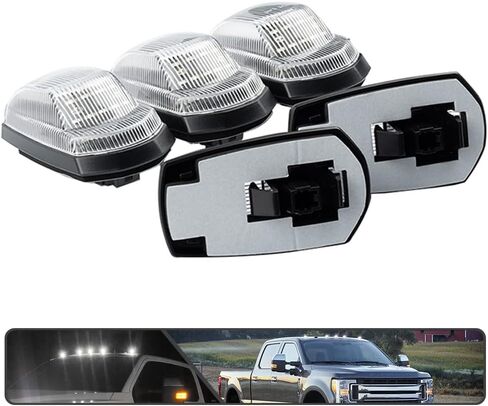 5Pcs White LED F250 Cab Roof Marker Light for Ford F250 F350 F450 F550 Super Duty 2017 2018 2019 2020 2021 2022 Top Clearance Light Roof Running Light Pickup Truck Smoked Lens in Saudi Arabia
