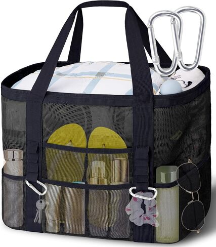 XX-Large Mesh Beach Bag Tote with 9 Pockets for Vacation/Travel & Beach Essentials in Saudi Arabia
