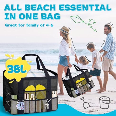 XX-Large Mesh Beach Bag Tote with 9 Pockets for Vacation/Travel & Beach Essentials in Saudi Arabia