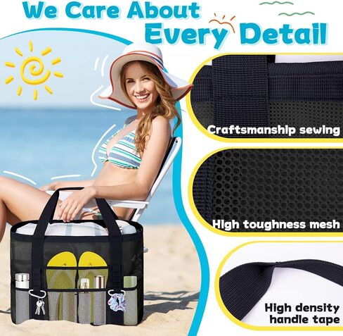 XX-Large Mesh Beach Bag Tote with 9 Pockets for Vacation/Travel & Beach Essentials in Saudi Arabia